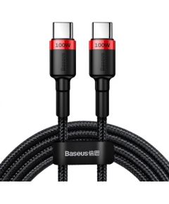 Baseus CATKLF-ALG1 PD 2.0 100W Нейлоновый кабель даных и заряда  USB-C на USB-C 2M Черный-Красный