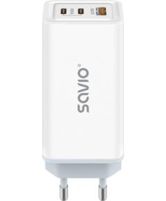 SAVIO LA-07 GaN 65W mains charger, USB, QC4.0+, PD 3.0, White