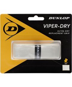 Tennis racket replacement grip DUNLOP Viperdry blister white1 per pack.