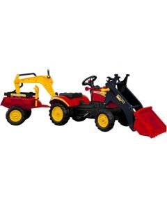 Import Leantoys Tractor with Trailer and Pedal Bucket Benson Red