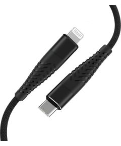 Fusion Fishbone USB-C savienojuma ar zibspuldzi kabelis 30W | 3A | 1,5 m melns