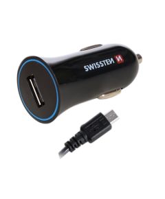 Swissten Premium Auto Lādētājs 12 / 24V / 1A + Micro USB vads 1.5m  Melns