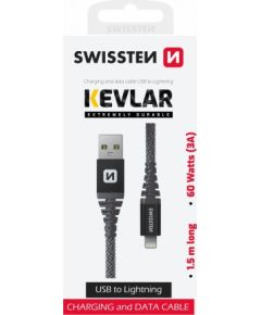 Swissten Kevlar Kabelis USB / Lightning 1.5m / 60w