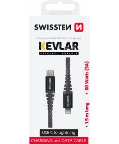 Swissten Kevlar Kabelis USB-C / Lightning 1.5m / 60w