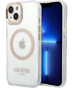 Guess Transparent MagSafe Compatible Case for iPhone 14 Plus Gold