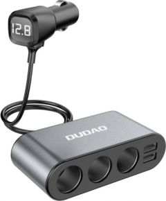 Car charger Dudao R1Pro, 2x USB, 3x lighter socket 12V (black)