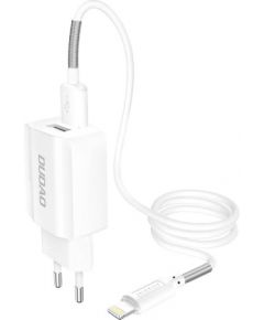 Wall charger Dudao A2EUL 2x USB with Lightning cable (white)