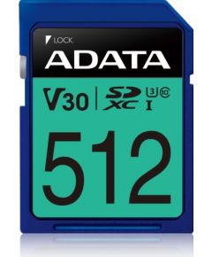 ADATA Premier Pro 512GB SDXC memory card (UHS-I (U3), Class 10, V30)