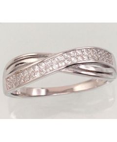 Серебряное кольцо #2101475(PRh-Gr)_CZ, Серебро 925°, родий (покрытие), Цирконы, Размер: 19, 2.2 гр.