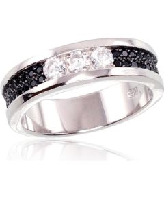 Серебряное кольцо #2100973(PRh-Gr+PRh-Bk)_CZ+CZ-BK, Серебро 925°, родий (покрытие), Цирконы, Размер: 18, 4.3 гр.