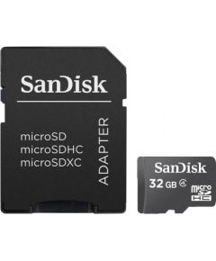 SanDisk Atmiņas karte microSDHC 32GB + Adapteris