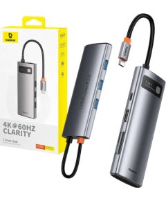 Hub 7in1 Baseus Gleam, USB-C  to 1x HDMI4K 60Hz + 3x USB3.0 + 1x PD + 1x SD/TF (grey)