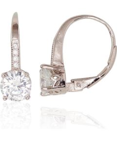 Sudraba auskari ar 'angļu' slēdzēju #2203102(PRh-Gr)_CZ, Sudrabs 925°, rodijs (pārklājums), Cirkoni, 2.4 gr. Ar "angļu" slēdzēju