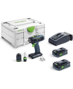 Urbjmašīna-skrūvgriezis Festool T 18+3 HPC 4,0 I-Plus; 18 V; 2x4,0 Ah akum.