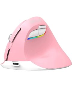 Wireless Vertical Mouse Delux M618Mini DB BT+2.4G 2400DPI (pink)