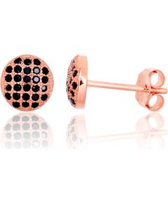 Sudraba auskari-puseti #2203734(PAu-R)_CZ-BK, Sudrabs 925°, sarkanais zelts (pārklājums), Cirkoni, 1.2 gr. Puseti