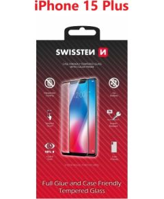 Swissten Full Face Tempered Glass Aizsargstikls Pilnam Ekrānam Apple iPhone 15 Plus