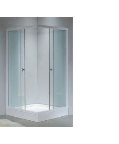 Dušas kabīne Gotland Eko 80x80x195cm, satīna, seklais (15cm) kvadrata paliktnis Dušas kabīnes