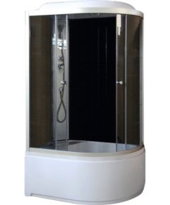 Slēgtā dušas kabīne GOTLAND TIARA 80x120x215cm, dziļais  paliktnis, hromēts profils, priekšējie stikli pelekie, aizmugure melna, kreis
