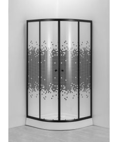 Dušas stūris GOTLAND Mosaic 900*900*195cm, zems paliktnis 13 cm, melnais profils, stikli ar dizainu