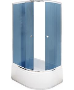 Dušas stūris Gotland Eko 100x80x195 cm, pelēks stikls, dziļais (40cm) paliktnis, hromēts profils, bez sifona, kreisais izpildījums