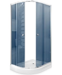 Dušas stūris Gotland Eko 120x80x195 cm, pelēks stikls,  sēklais (12cm) paliktnis,  hromēts profils, bez sifona,labais izpildījums