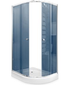 Dušas stūris Gotland Eko 120x80x195 cm, pelēks stikls,  sēklais (12cm) paliktnis,  hromēts profils , bez sifona,kreisais izpildījums