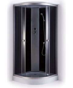 Slēgtā dušas kabīne GOTLAND LISA 80x80x215cm, seklais paliktnis (15cm, priekšējie stikli peleki, aizmugure melna