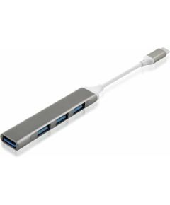 Goodbuy mini adapteris (sadalītājs) USB-C (Type-C) līdz 4 x USB 3.0 sudraba