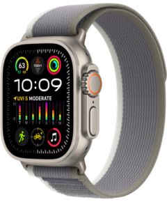 Apple Watch Ultra 2 GPS + Cellular, 49mm Titanium Case with Green/ Grey Trail Loop - S/ M