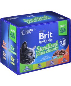 BRIT Premium Cat Sterilised Plate - wet cat food - 12x100g