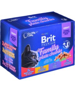 BRIT Cat Pouches Family Plate - wet cat food - 12 x 100g