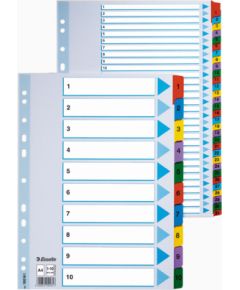Sadalītājs dokumentiem Esselte A4, 1-10 kartona ar krāsainiem cipariem