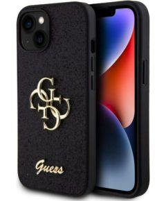 Guess iPhone 15 Fixed Glitter 4G Metal Logo Case Apple Black