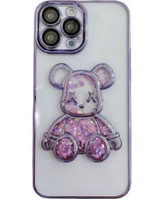 iLike iPhone 15 Pro Silicone Case Print Desire Bear Apple Purple