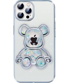 iLike iPhone 15 Pro Silicone Case Print Desire Bear Apple Silver