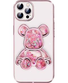 iLike iPhone 15 Pro Silicone Case Print Desire Bear Apple Pink
