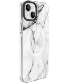 Evelatus iPhone 15 Plus PC+TPU With MagSafe Customized Print Apple Marble White