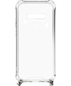 Evelatus Galaxy S10e Silicone Transparent with Necklace TPU Strap Samsung Gold