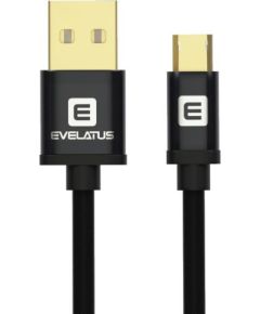 Evelatus Data cable Micro USB EDC02 dual side gold plated connectors  Black