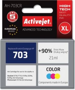 Activejet AH-703CR Ink Cartridge for HP Printer, Compatible with HP 703 CD888AE;  Premium;  21 ml;  colour. Prints 90% more.