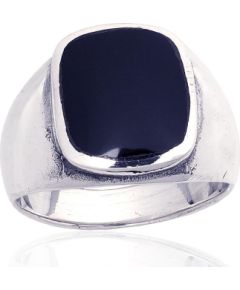 Серебряное кольцо #2101866(POx-Bk)_ON, Серебро 925°, оксид (покрытие), Оникс, Размер: 20, 10.9 гр.