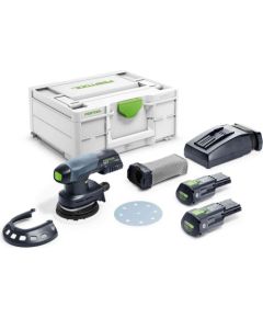 Ekscentra slīpmašīna Festool ETSC 125 3,0 I-Plus;  18 V; 2x3,0 Ah akum.