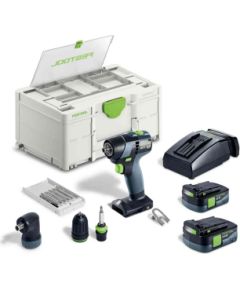 Urbjmašīna-skrūvgriezis Festool QUADRIVE TDC 18/4 5,0/4,0 I-Set;  18 V; 5,0 Ah + 4,0 Ah akum.