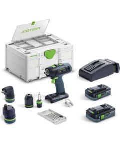 Urbjmašīna-skrūvgriezis Festool T 18+3 HPC 4,0 I-Set;  18 V; 2x4,0 Ah  akum.