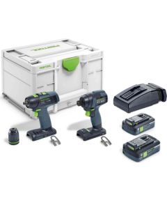 Akumulatora instrumentu komplekts Festool TID 18 HPC 4,0 I-Set T18; 18 V; 2x4,0 Ah akum akum.