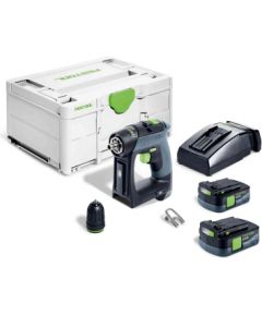 Urbjmašīna-skrūvgriezis Festool CXS 12 2,5-Plus 10,8 V; 2x2,5 Ah akum.