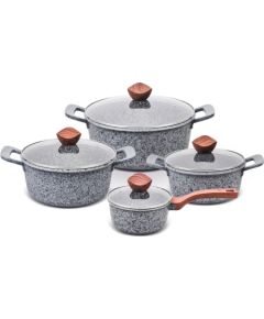 PROMIS Set of pots GRANITE, saucepan 16 cm, pots 20,24,28 brown handles