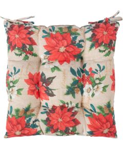 Cushion for chair, WINTER FLOWERS 40x40cm, poinsettia