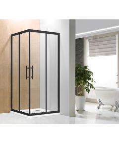 Dušas stūris Vento Firenze kvadrāts, 80*80*195, stikls 6mm Easy Clean, melnais profils, bez paliktņa